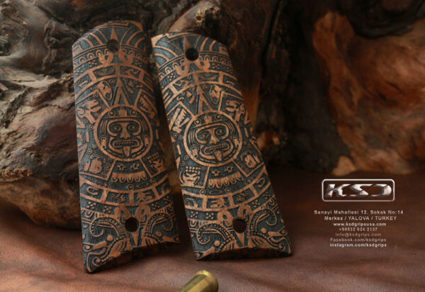 Colt 1911 FIT Model Compatible Walnut Grips Mayan Gun Grips USA-44