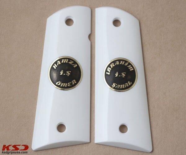 Colt 1911 FIT Model Compatible White Acrylic Customizable Grips Gun Grips USA-62