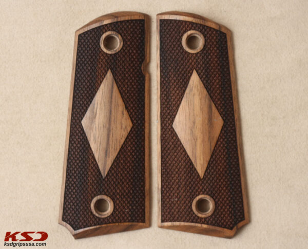 Colt 1911 – Ambicut Compatible Walnut Grips Diamond Gun Grips USA-85