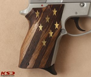 Smith Wesson 6906 Compatible Walnut Customizable Grips American Flag Gun Grips USA-164