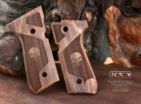 Beretta 92FS, 92A1, 92G, 92D, 96, M9 Compatible Walnut Grips Diamond Gun Grips USA-234