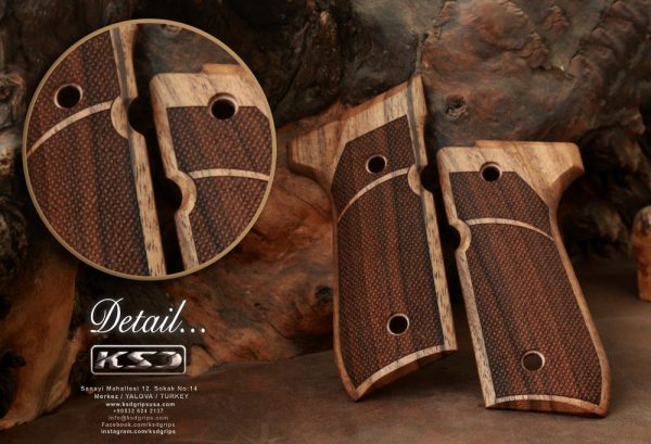 Beretta 92FS, 92A1, 92G, 92D, 96, M9 Compatible Walnut Grips Diamond Gun Grips USA-235