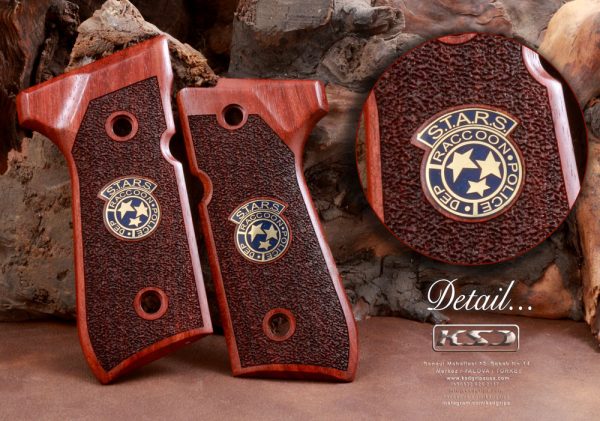 Beretta 92FS, 92A1, 92G, 92D, 96, M9 Compatible Rosewood Grip Stripled Gun Grips USA-250