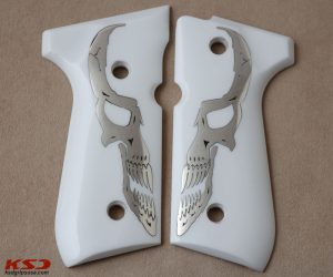 Beretta 92FS, 92A1, 92G, 92D, 96, M9 Compatible White Acrylic Grips Gun Grips USA-251