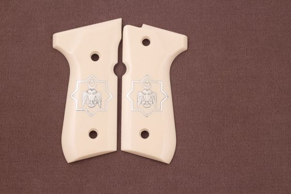 Beretta 92FS, 92A1, 92G, 92D, 96, M9 Compatible Ivory Acrylic Grips Gun Grips USA-367