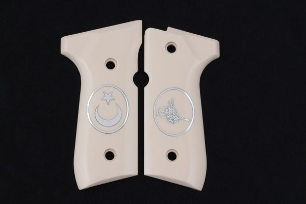 Beretta 92FS, 92A1, 92G, 92D, 96, M9 Compatible Ivory Acrylic Grips Gun Grips USA-368