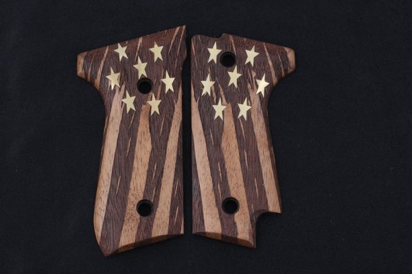 Beretta 92S Compatible Walnut Customizable Grips American Flag Gun Grips USA-391