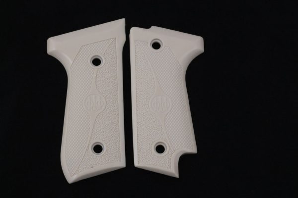 Beretta 92S Compatible Ivory Acrylic Grips Double-Checkering Gun Grips USA-393