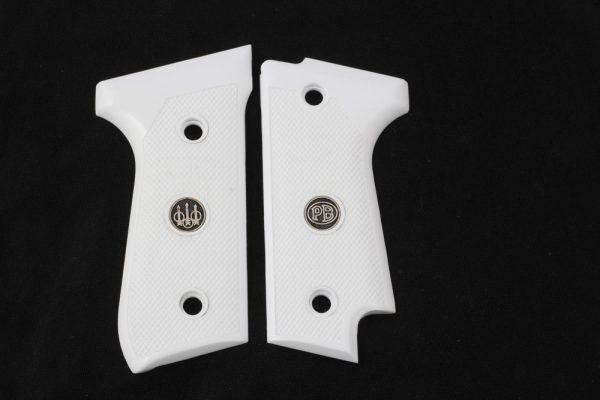 Beretta 92S Compatible White Acrylic Grips Diamond Gun Grips USA-394