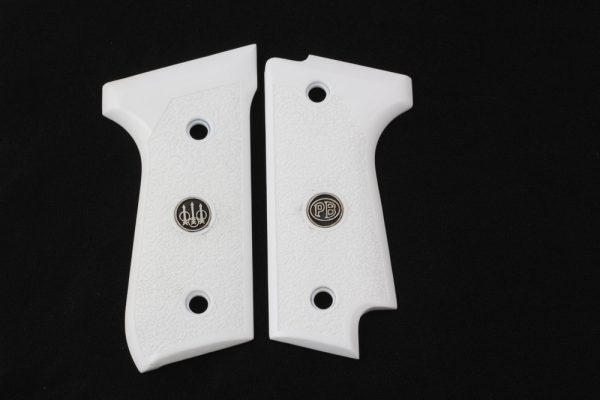 Beretta 92S Compatible White Acrylic Grips Stripled Gun Grips USA-395