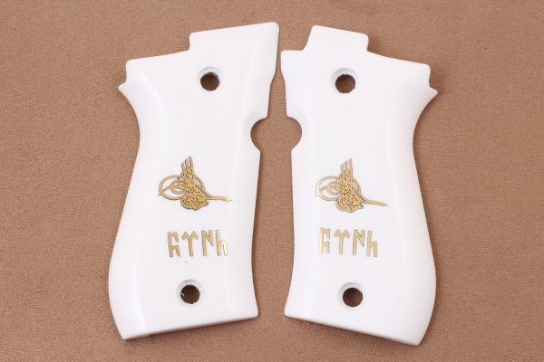 Beretta 81F, 81 FS, 84 F, 84 FS, 84 Cheetah White Acrylic Custom Grip Gun Grips USA-422