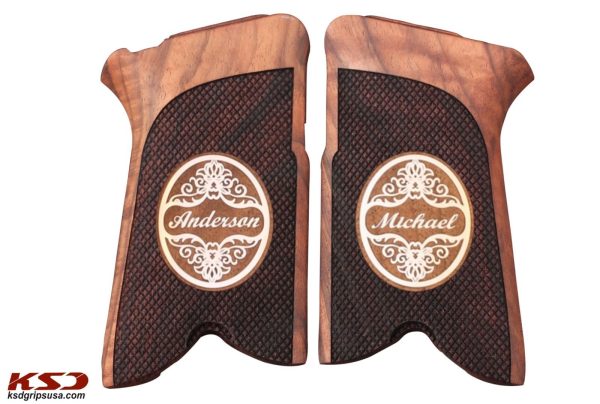 Ruger P85 – 89 Compatible Walnut Customizable Grips Diamond Gun Grips USA-546