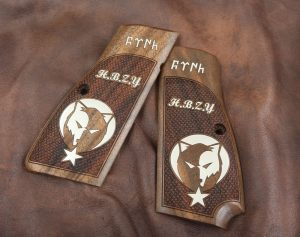 Browning MK3 – Halkalı Compatible Walnut Customizable Grips Diamond Gun Grips USA-641