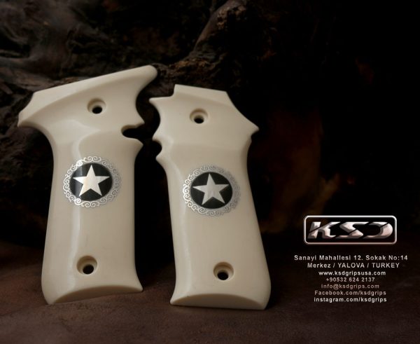 LLama 1911 Style Compatible Ivory Acrylic Customizable Grips Gun Grips USA-1089