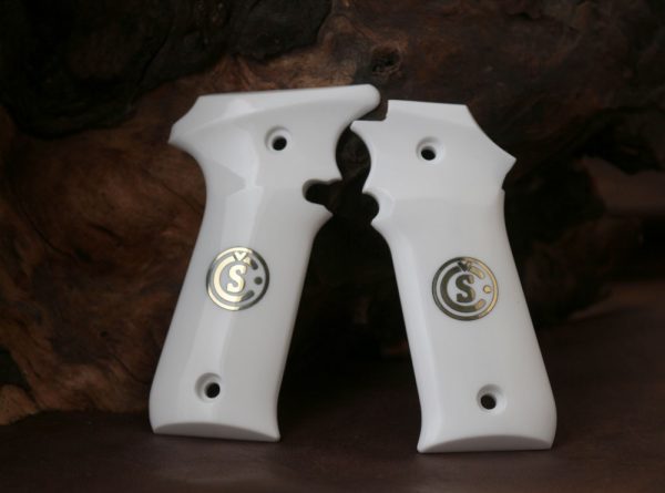 LLama 1911 Style Compatible White Acrylic Customizable Grips Gun Grips USA-1093