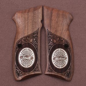 Beretta 92FS, 92A1, 92G, 92D, 96, M9 Compatible Walnut Grips Floral Gun Grips USA-1413