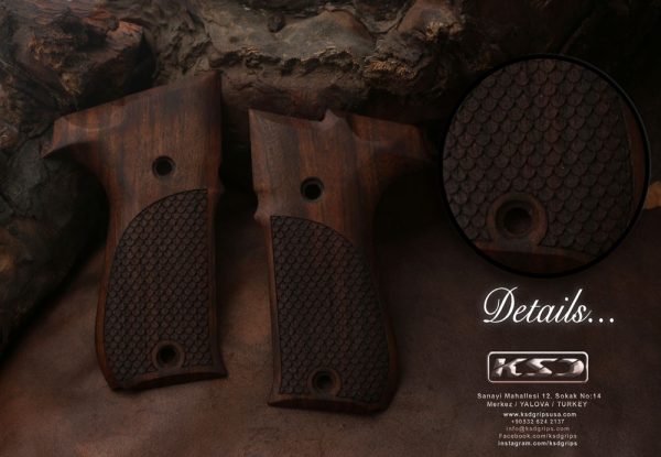 Walther P88 Compact Compatible Walnut Grips Dragon Skin Gun Grips USA-1228