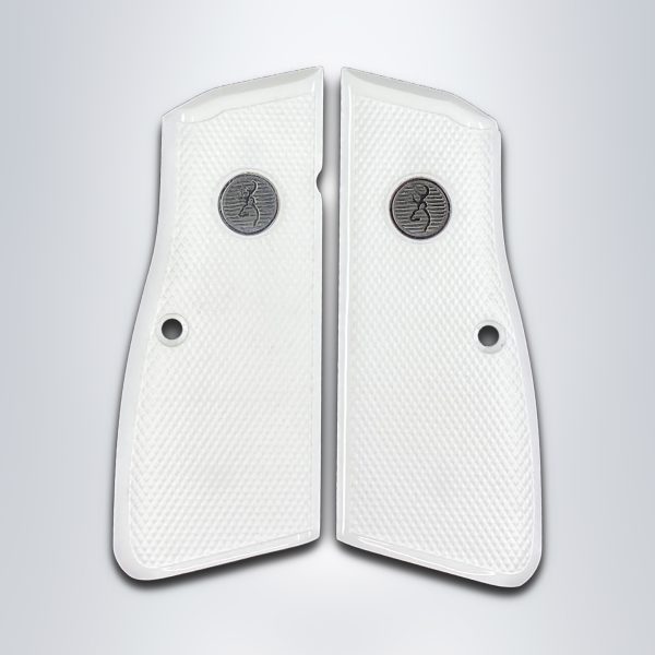 Browning MK3 Compatible White Acrylic Grips Diamond Gun Grips USA-1433