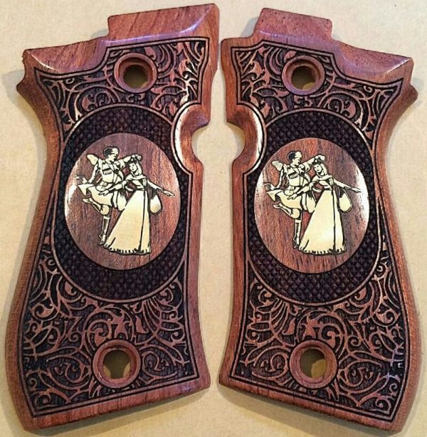 Beretta 81F, 81 FS, 84 F, 84 FS, 84 Cheetah Compatible Rosewood Grip Gun Grips USA-1391