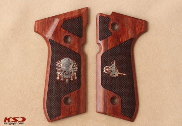 Beretta 92FS, 92A1, 92G, 92D, 96, M9 Compatible Rosewood Grips Diamond Gun Grips USA-1385