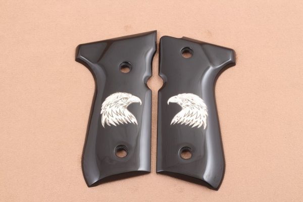 Beretta 92FS, 92A1, 92G, 92D, 96, M9 Compatible Black Acrylic Grips Gun Grips USA-1383