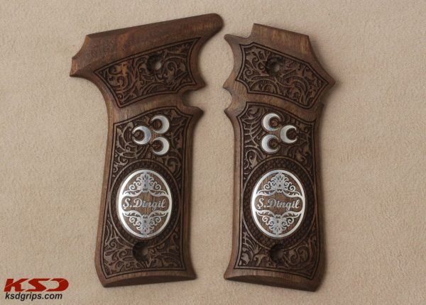 LLama 1911 Style Compatible Walnut Customizable Grips Floral Gun Grips USA-1371