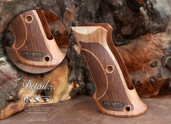 CZ (ProArmis Ver) Compatible Walnut Grips Diamond Gun Grips USA-1293