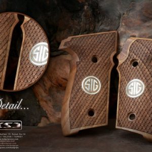 Webley & Scott 1911 (7.65mm) Compatible Walnut Grip Double-Checkering Gun Grips USA-1074