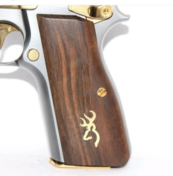 Browning Hi Power MK III – Springfield Sa-35 Special Walnut Grips Metal Logo Gun Grips USA-1787